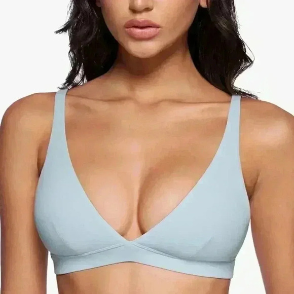 BOUTIQUE Deep V-Neck Sports Bra Padded Low Impact Fitness - Picture 1 of 5